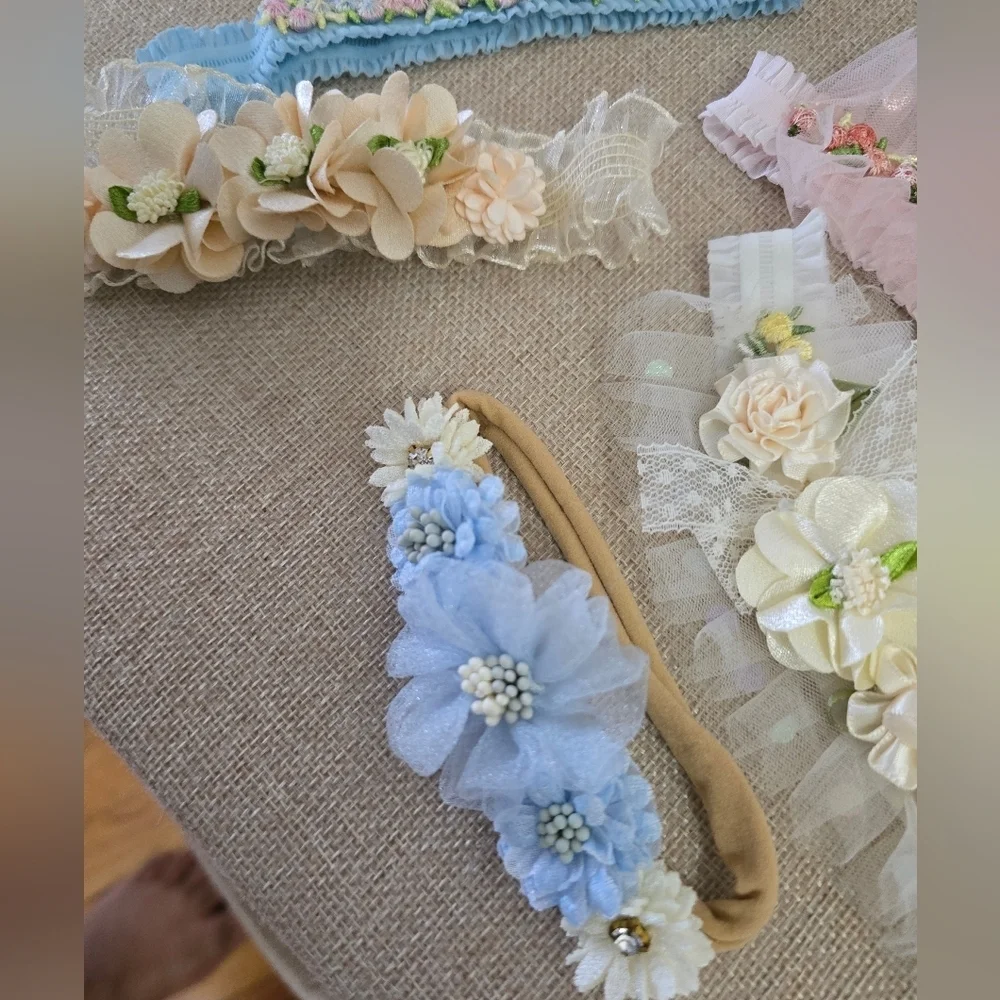 Floral Kids Hair Accessories Set - Blue, Pink, Cream